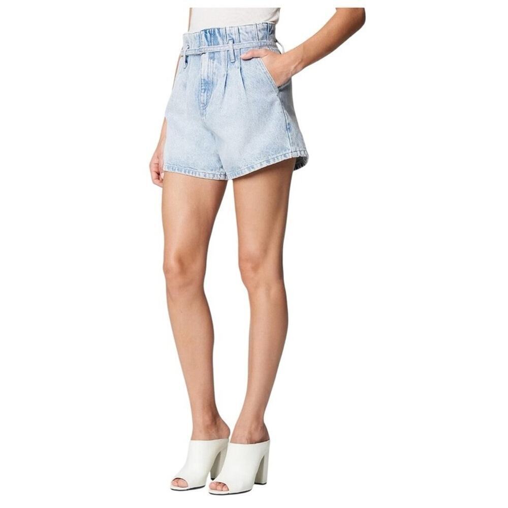 BLANKNYC Paperbag High Rise Belted Denim Shorts Light Wash 24 NWT